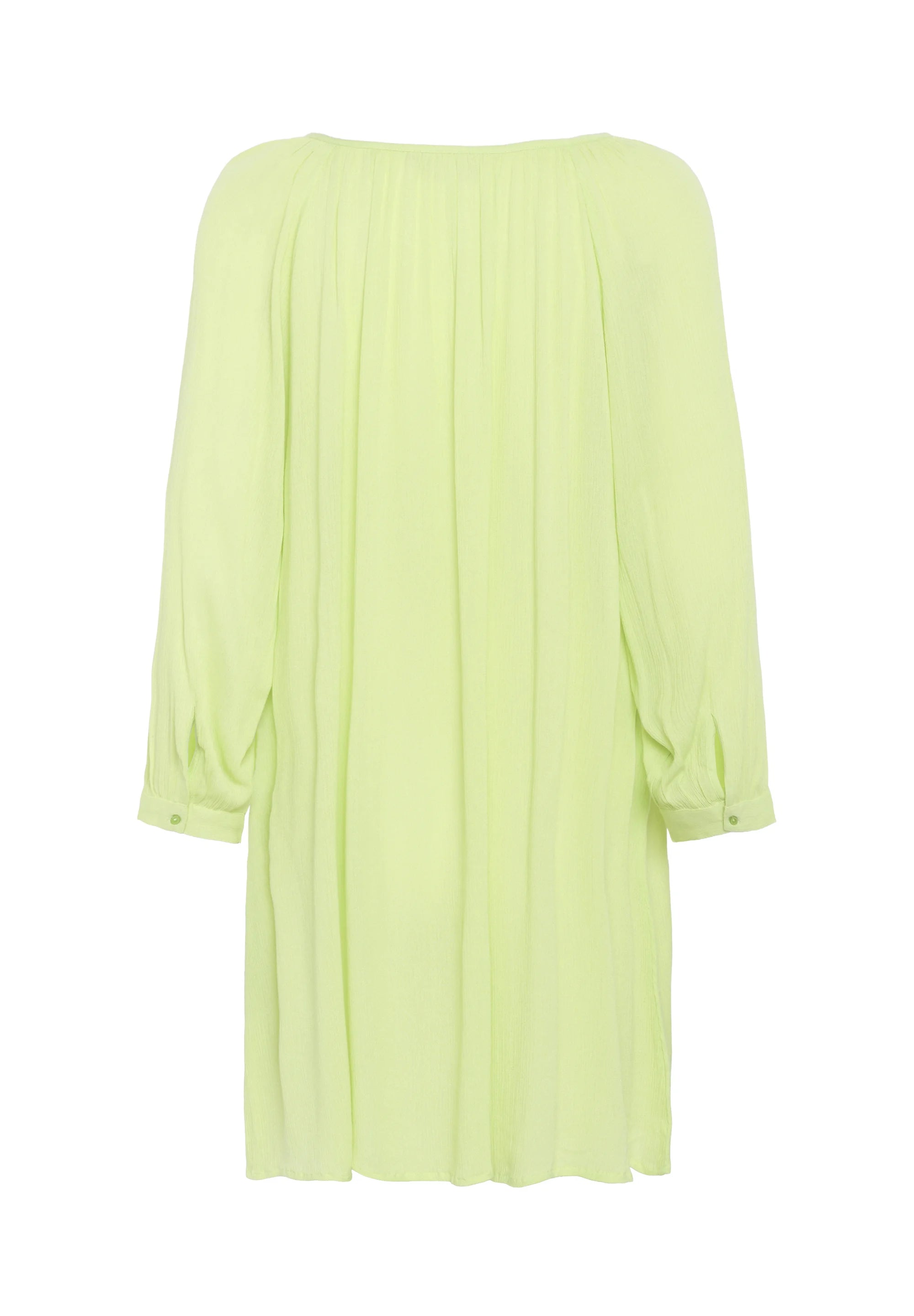Kaffe KAamber Lettuce Green Oversized Tunic – Gathered Round Neck 3/4 Sleeves Relaxed Fit | Women