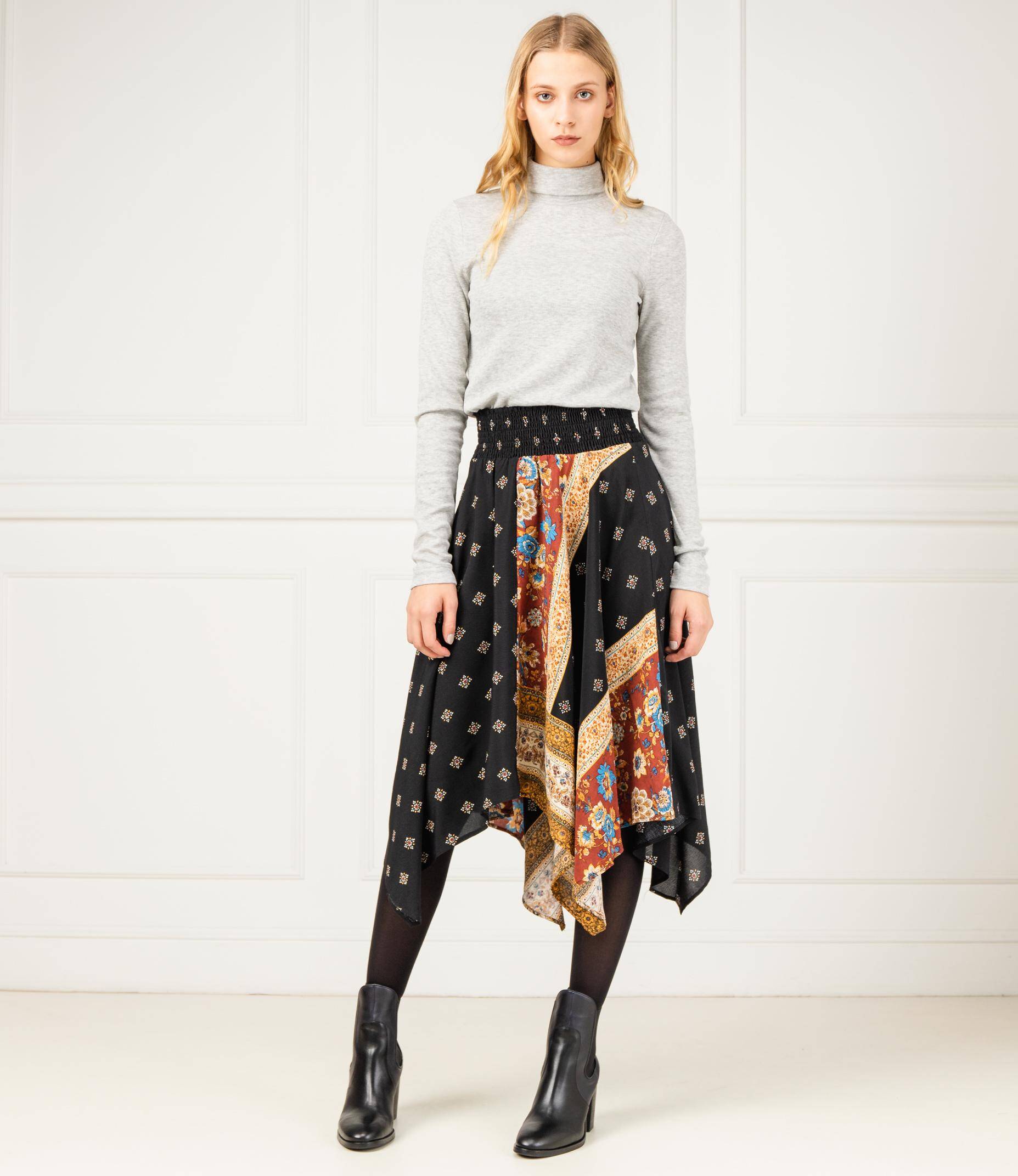 Desigual Blunt Floral Asymmetric Skirt