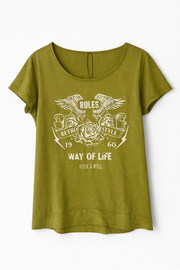 Sorbet SBRIMINI Retro Graphic Tee - Olive Green